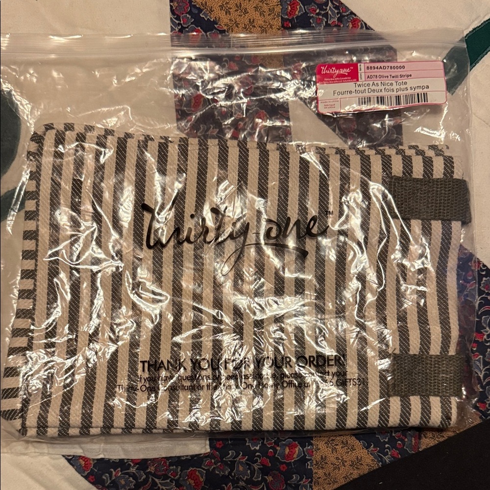 Thirty-One Black and White Striped Pouch